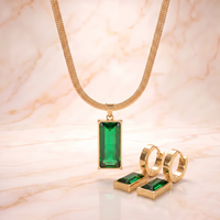 Agustina | set collar y aros destello verde